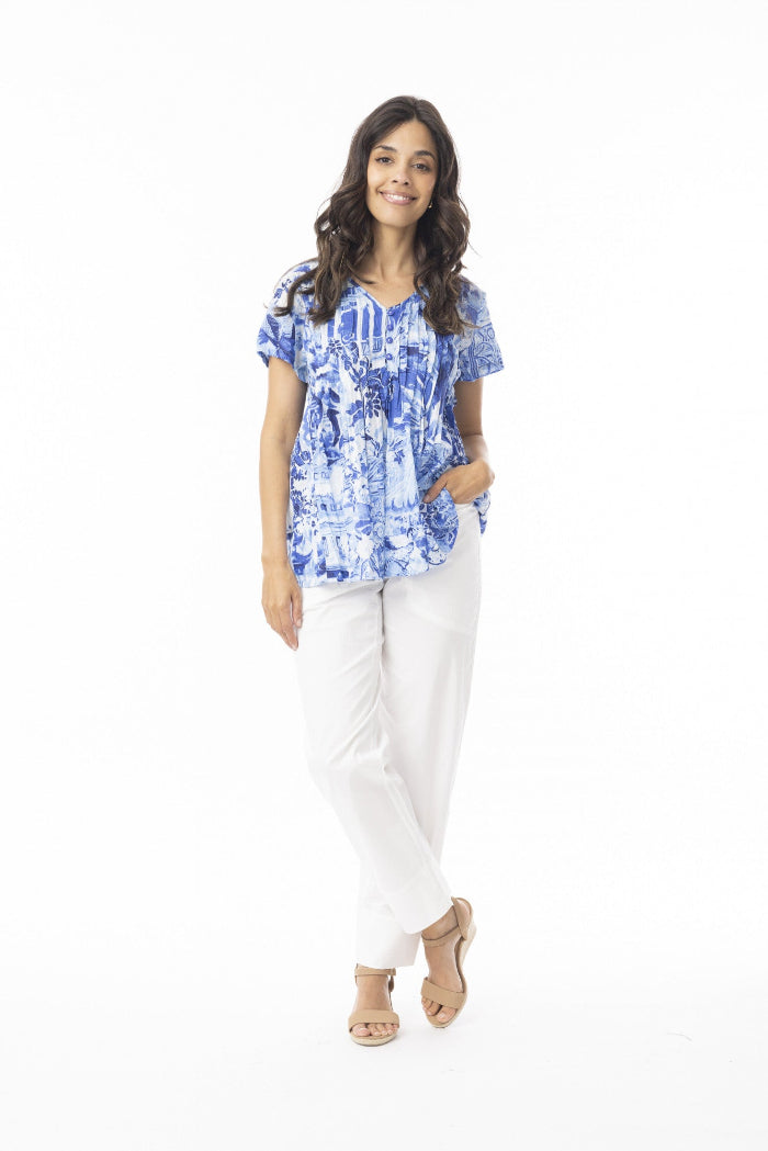 Orientique Okayama Top Pleated Blue