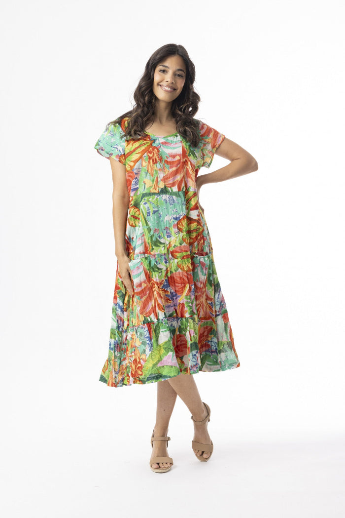 Orientique Short Sleeve Layer Dress Equador
