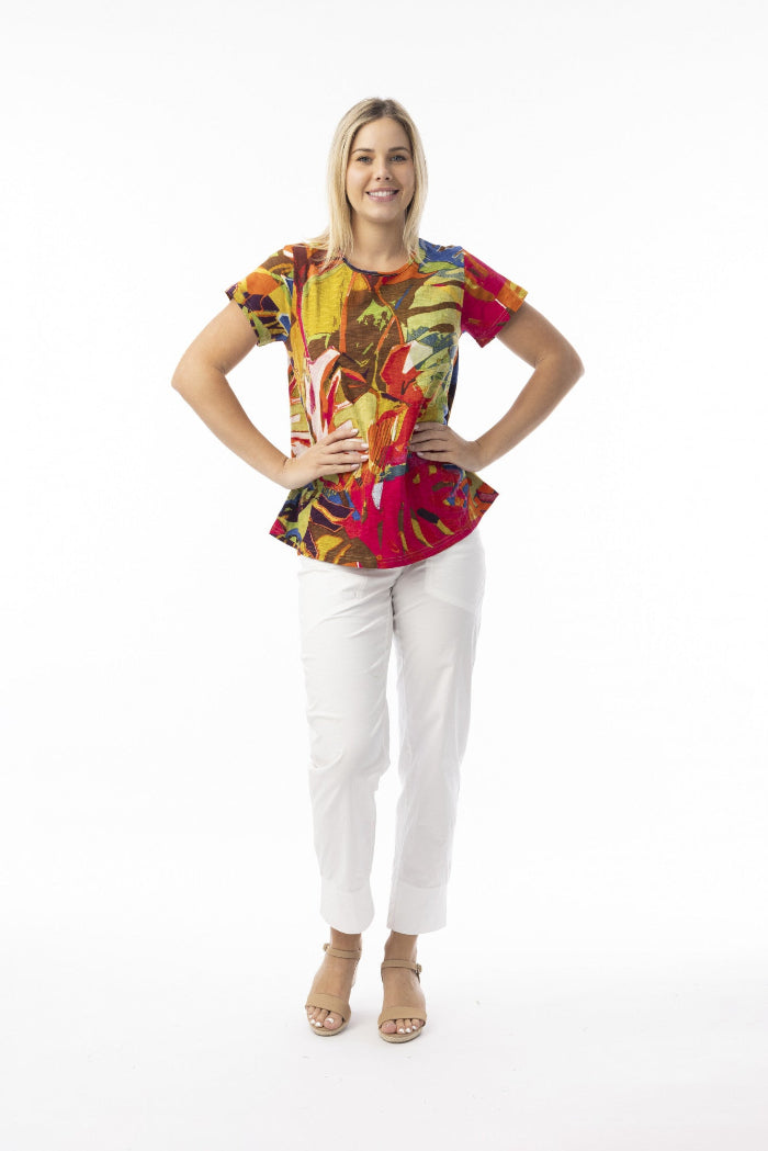 Orientique T-Shirt Contemporary Crew Leaves Red
