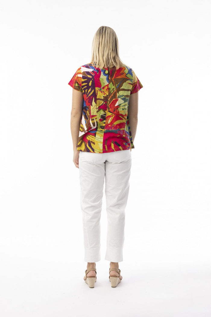 Orientique T-shirts T-Shirt Contemporary V Leaves Red