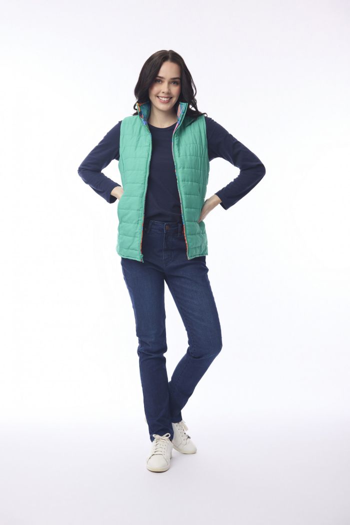 Orientique Puffer Sleeveless Vest Oriental Bird