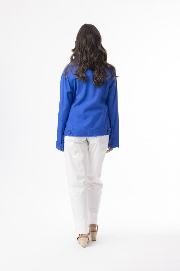 Orientique Linen Essential Jacket Electric Blue