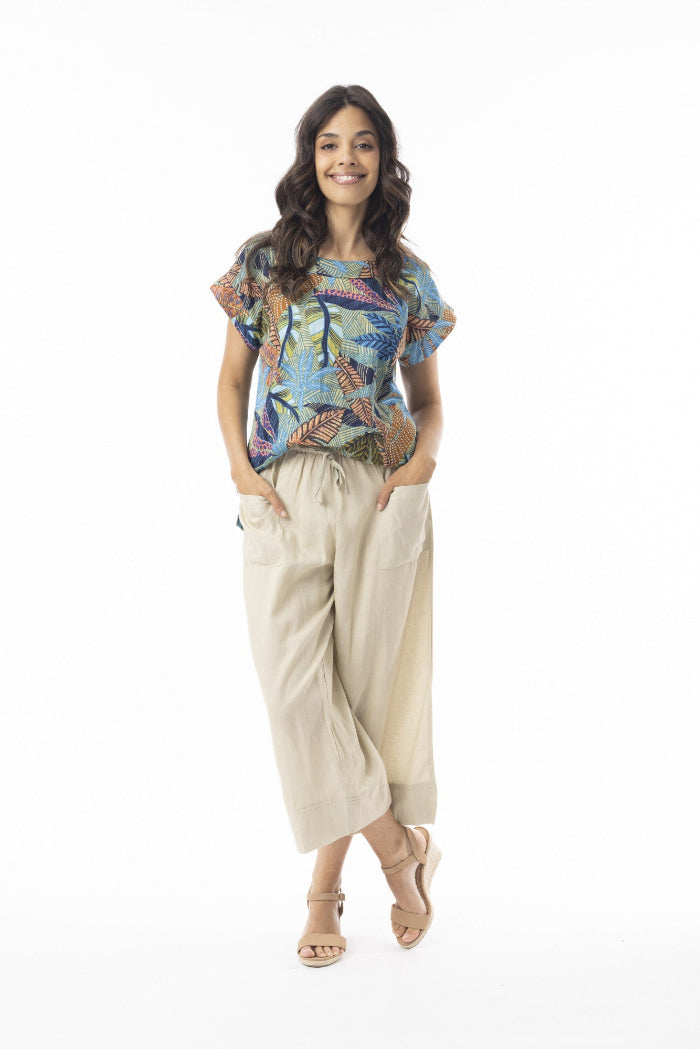 Orientique Top Rolled Neckline Tayrona