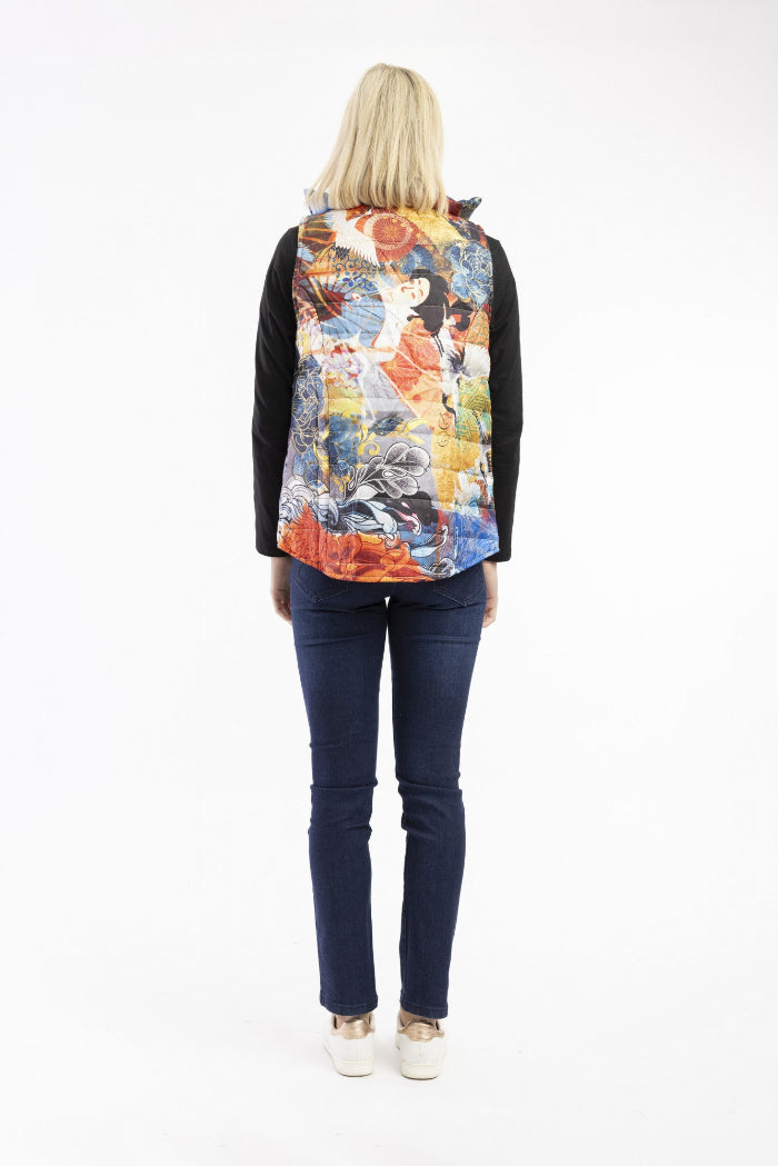 Orientique Puffer Sleeveless Vest Jacket Oriental Nights