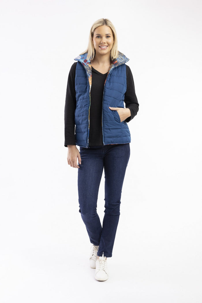 Orientique Puffer Sleeveless Vest Jacket Oriental Nights