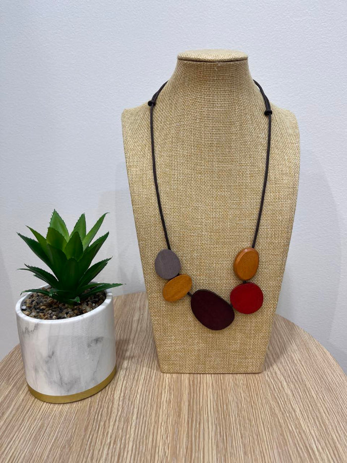 Rust & Maroon Wooden Necklace