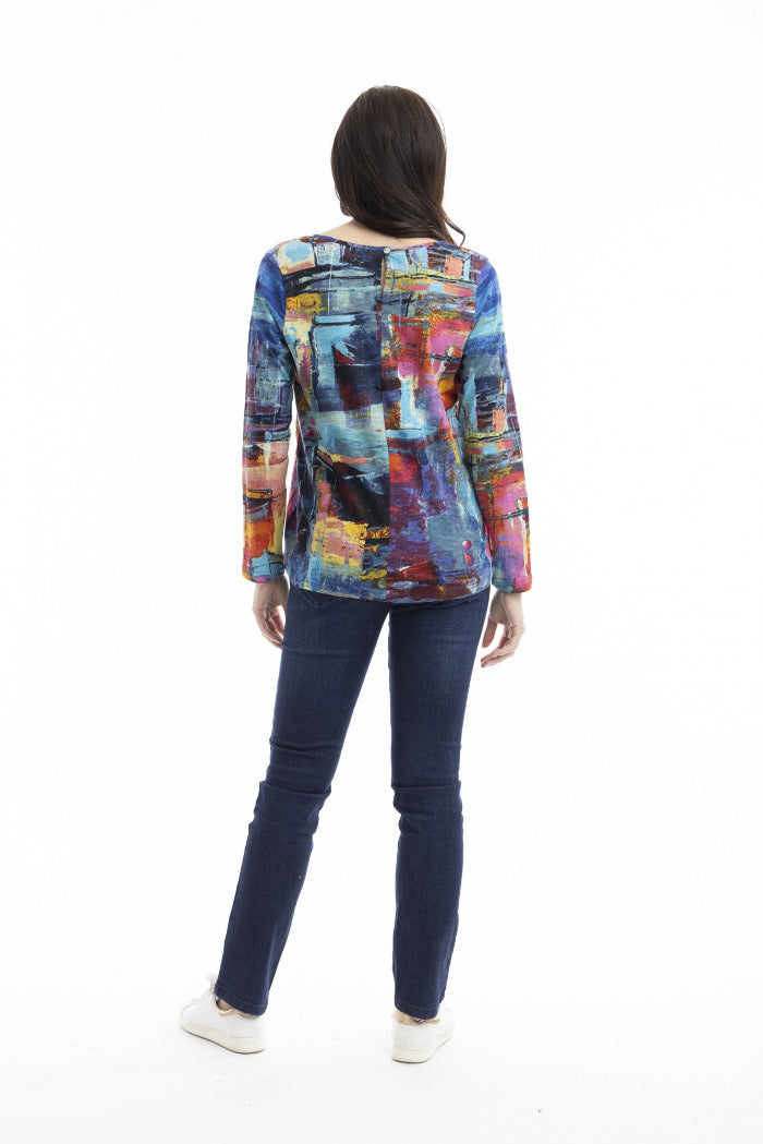 Orientique T-Shirt Contemporary V Neckline LS Night Boats