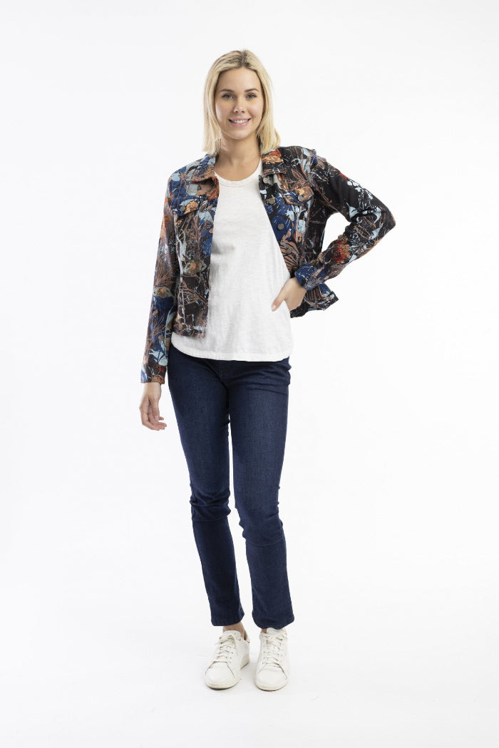 Orientique T-Shirt Biker Jacket Abstract Floral